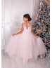Ivory And Blush Pink 3D Lace Tulle Flower Girl Dress Ivory And Blush Pink 3D Lace Tulle Flower Girl Dress
